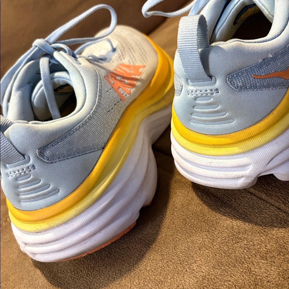 Hoka Sky Blue and Yellow Athletic Shoes - Picture 8 of 8